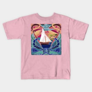 Stain Glass Sailboat Design Kids T-Shirt